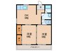 グリーンビュー小原A棟 2DKの間取り