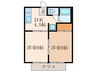 クレール祝町Ⅲ 2DKの間取り