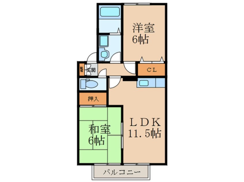 間取図 フロ－ラＹＵＧＡＷＡ　Ｂ