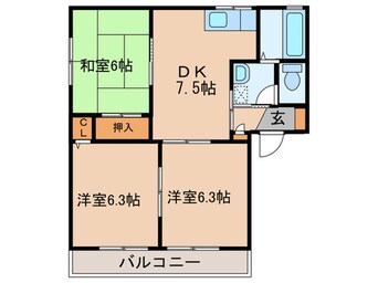 間取図 セゾン永犬丸A棟