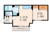 仮）Crecia城野 1LDKの間取り