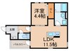 coconico九工大前 1LDKの間取り