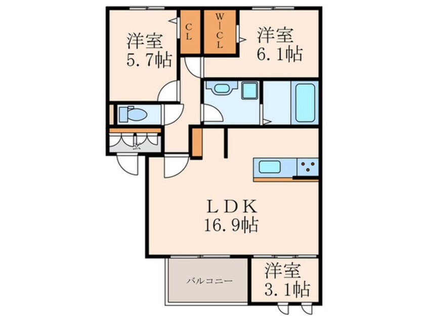 間取図 VILLA　TAKK　上到津