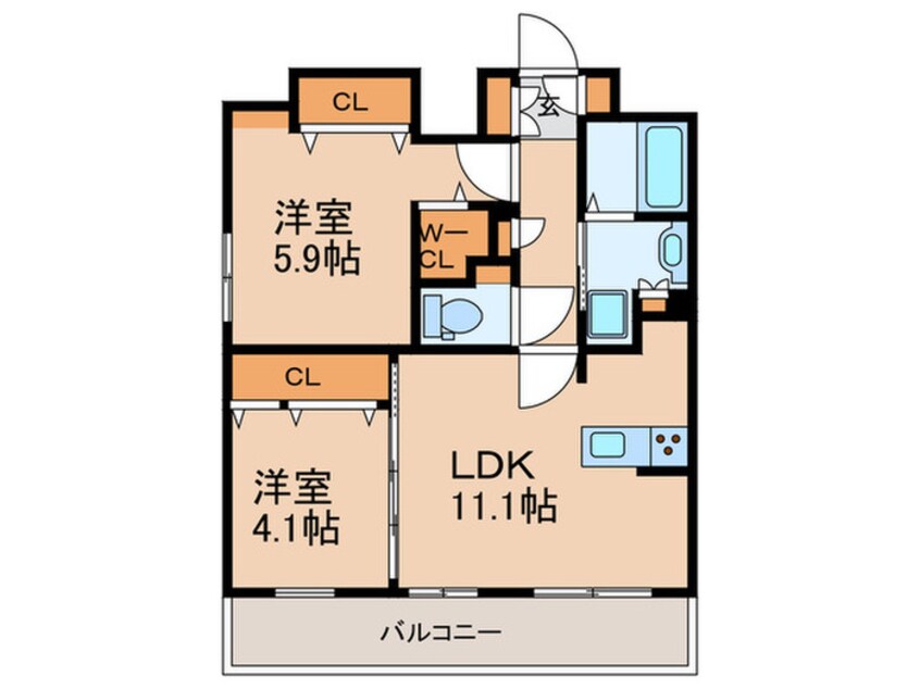 間取図 ｴﾝｸﾚｽﾄ博多RIVERSIDE（1403）