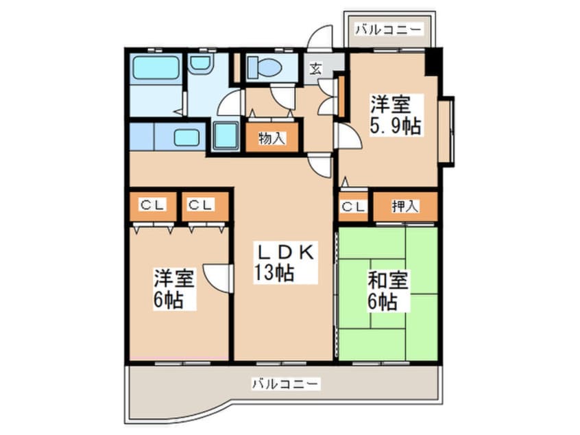 間取図 プレミ－ル筑紫
