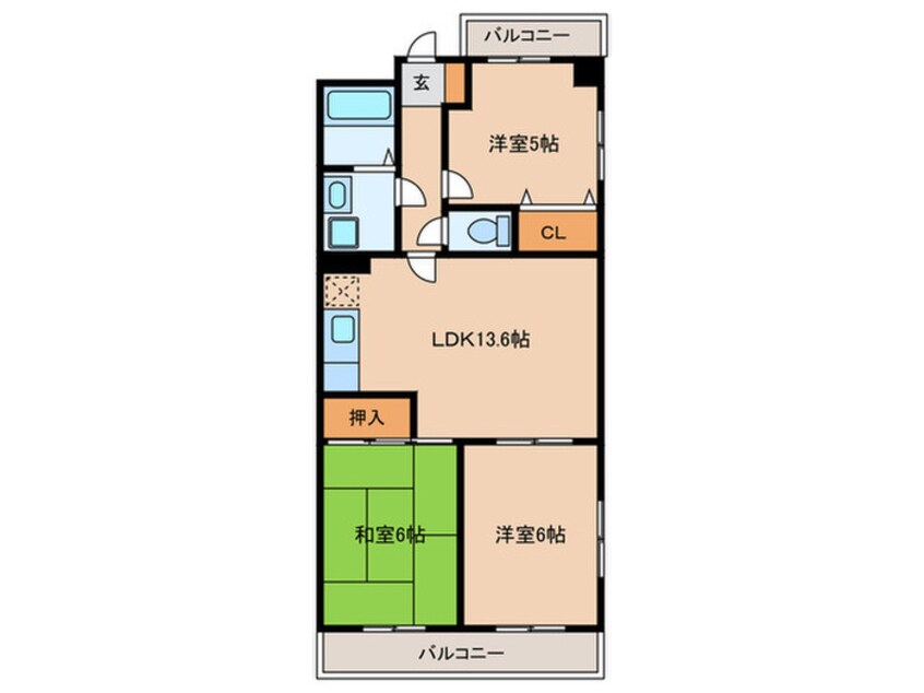 間取図 グレイス西長住