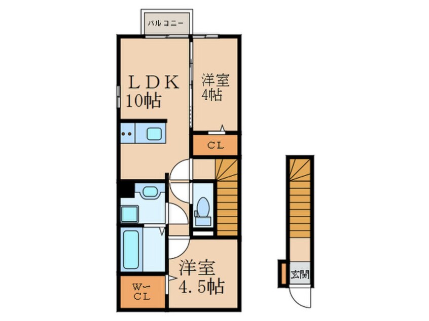 間取図 ＨＮ´ｓ　Ｄ-ｒｏｏｍ ｉｎ 楡