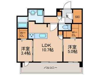 間取図 ｴﾝｸﾚｽﾄ博多PARKSIDE（1306）