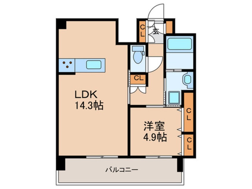 間取図 ｴﾝｸﾚｽﾄ博多PARKSIDE（1307）