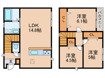 間取図 仮)サンラプロ永犬丸Ⅱ　A棟