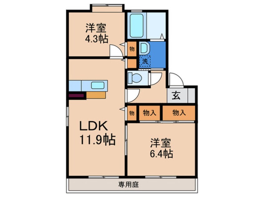 間取図 ディアス茶屋の原Ｂ棟