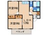 セジュ－ルやつえＡ 2LDKの間取り