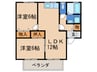 セジュ－ルやつえＡ 2LDKの間取り