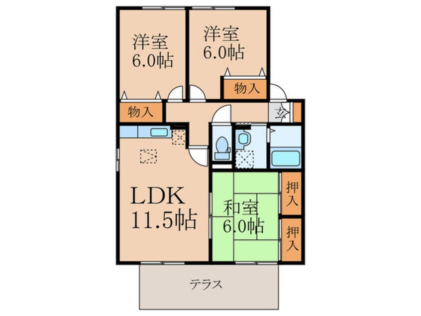 間取図 サニーフラット若園C棟