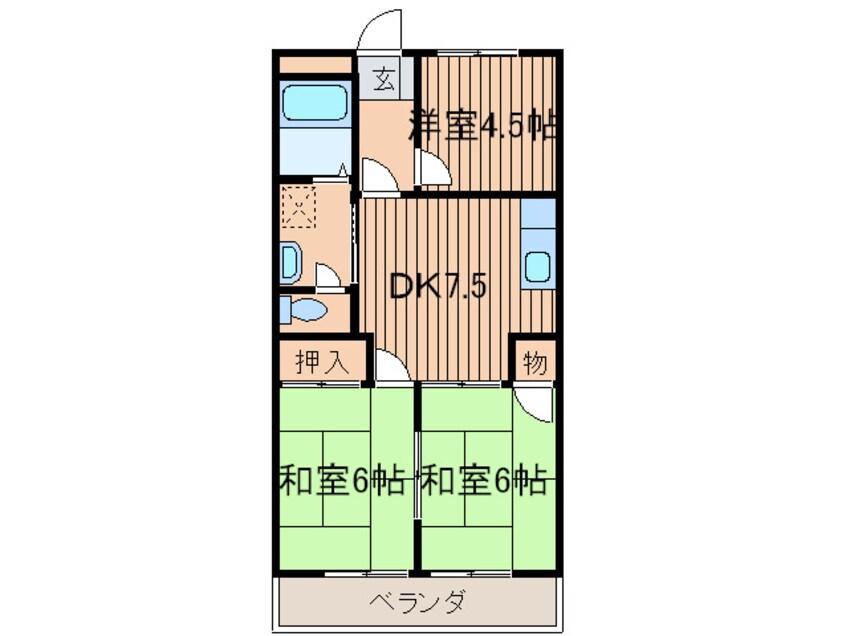 間取図 シャトレ三ヶ森Ⅱ(102)