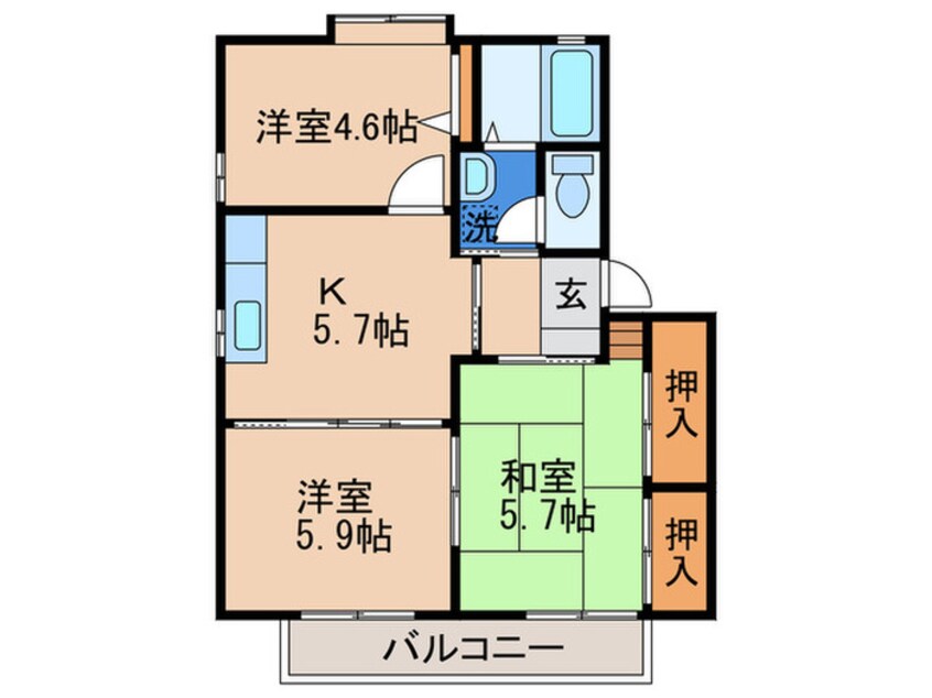 間取図 ディアス春日台Ｂ棟