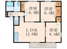 オー・ボアパティールⅡ　A棟 3LDKの間取り
