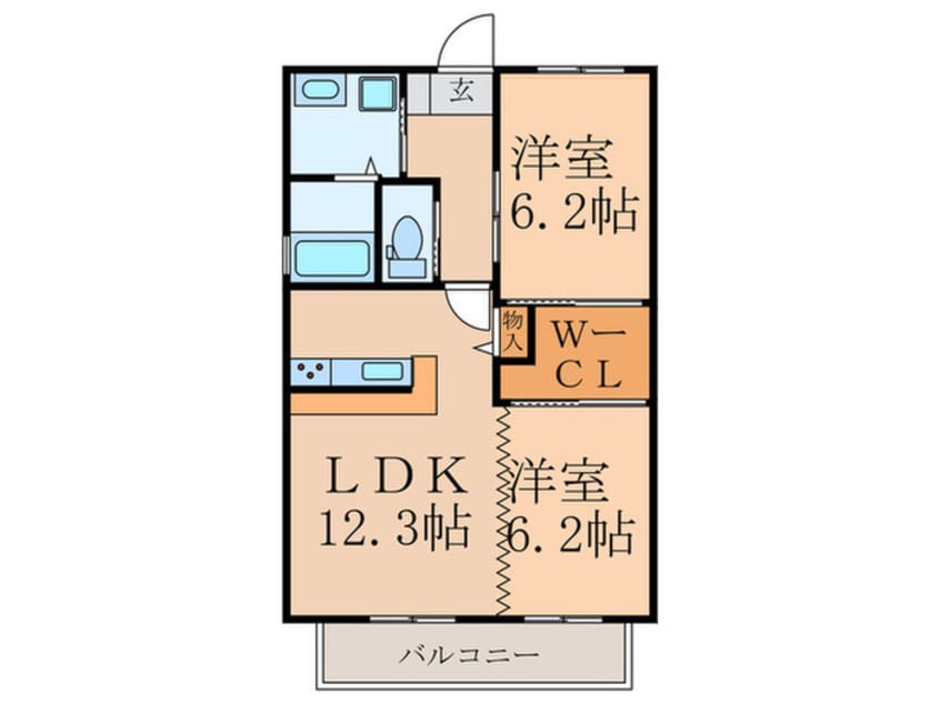 間取図 ヴァンベール綱分　B棟