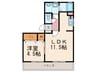 クレッシェンド黒崎 1LDKの間取り