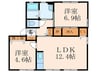 サンルミナスＢ棟 2LDKの間取り
