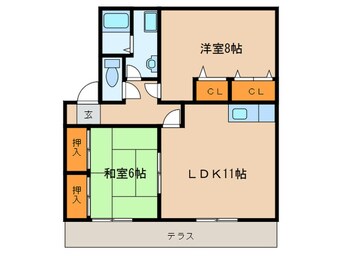 間取図 ハイカム－ル津福Ａ