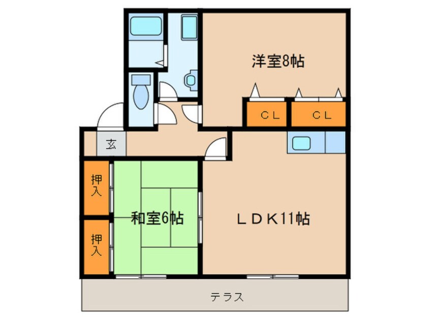 間取図 ハイカム－ル津福Ａ