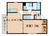 パルタージュ中間 1LDKの間取り