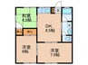 臼木アパート 3DKの間取り