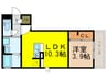 D-room下大利駅前 1LDKの間取り