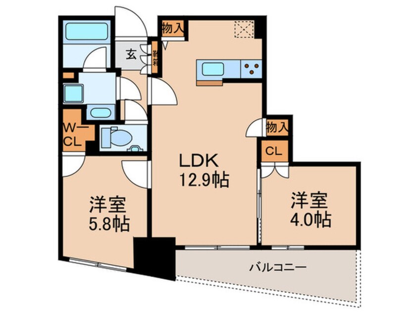 間取図 ﾚｰﾍﾞﾝ福岡天神ONE　TOWER(1207)