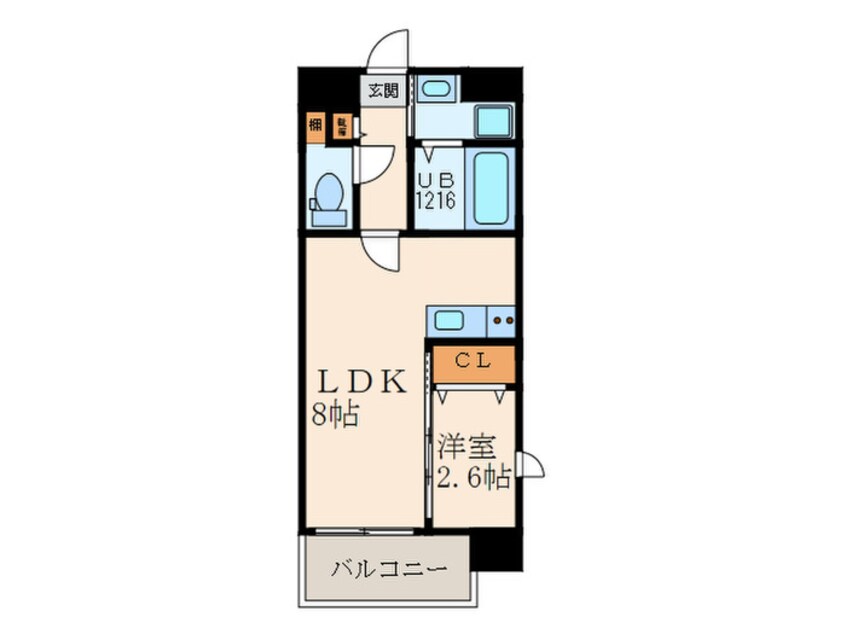 間取図 U´s Residence 門司港 ｵｰｼｬﾝﾃﾗｽ