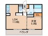 D-room熊西 1LDKの間取り