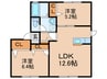 M.J.SKY　A棟 2LDKの間取り