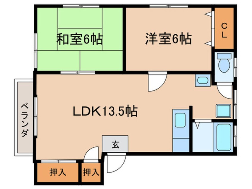 間取図 コーポ上殿 2