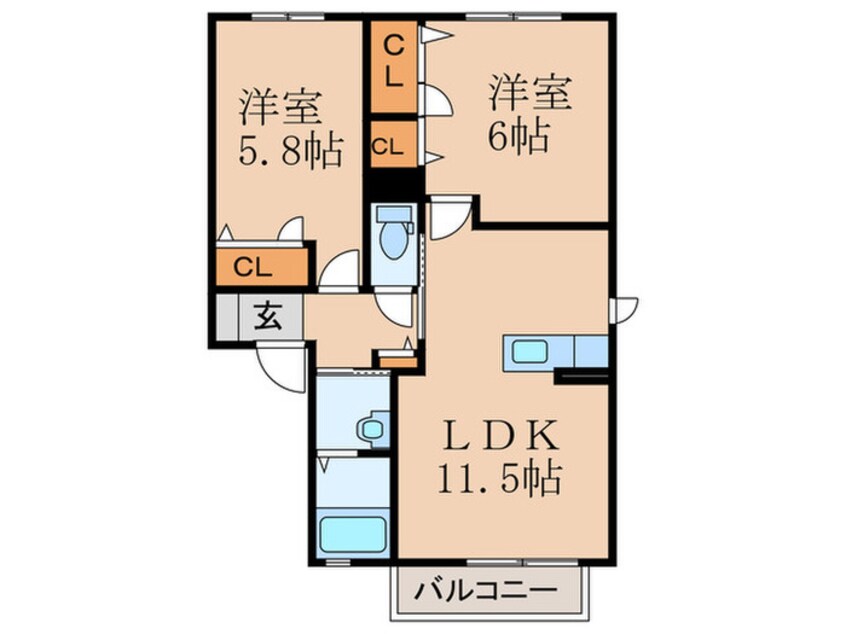 間取図 ヴィラＳＨＭ行橋クアルト