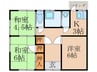 神崎ハイツＢ棟 3Kの間取り