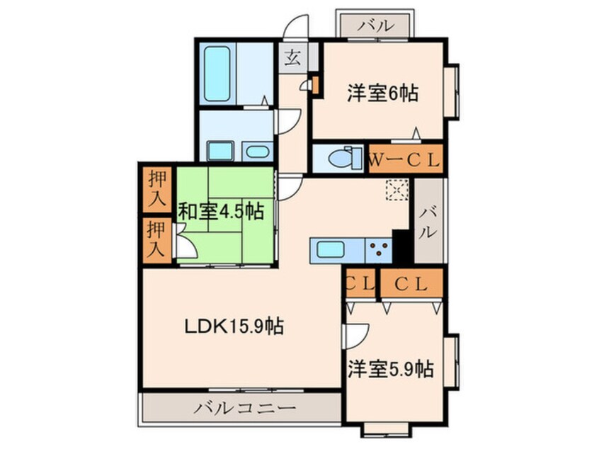 間取図 ドエルヴィラ鴨生田