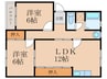 グローヴ安部山Ⅰ 2LDKの間取り