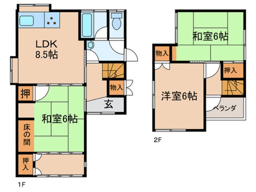 間取図 上の原4丁目6番貸家