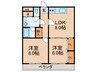 鎮西ビル 2LDKの間取り