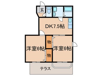 間取図 アヴェニ－ルコ－トひびきのＡ