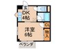 リヴェール朝日ヶ丘 1DKの間取り