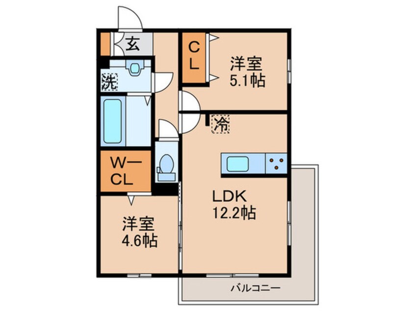 間取図 仮)D-ROOM藤田　A棟