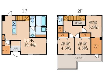 間取図 サニーガーデン苅田町尾倉５号