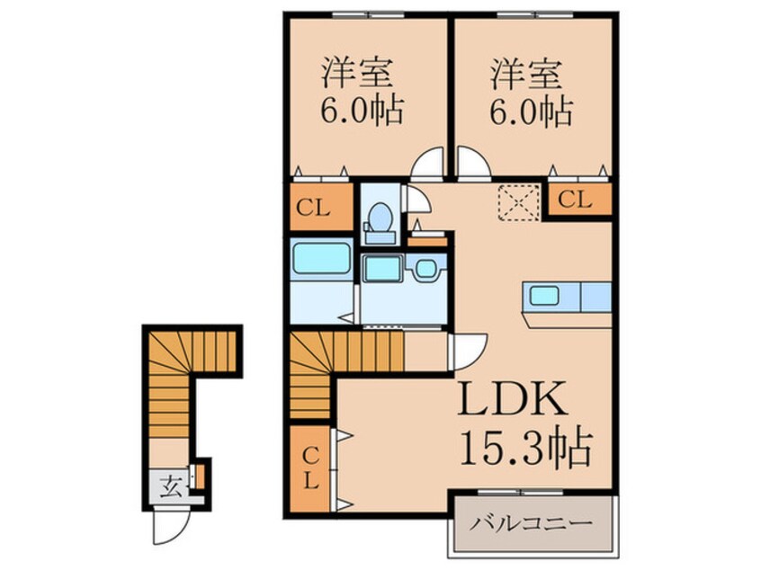 間取図 グリンデルハイム若園Ｂ