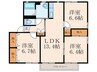 ラフィネ香嵐 Ａ棟 3LDKの間取り