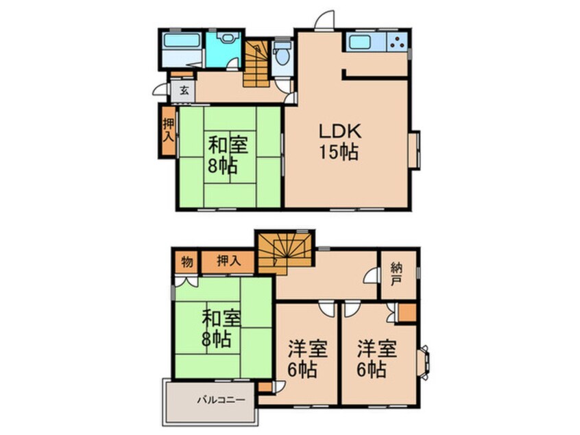 間取図 浅川学園台三貸家