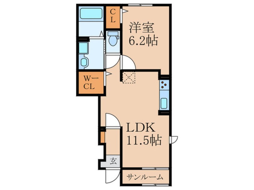 間取図 アーバンコート南行橋Ｂ棟