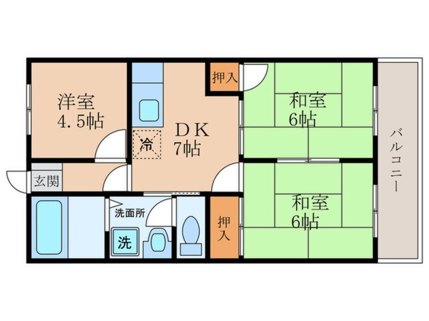 間取図 シャトレ東大谷