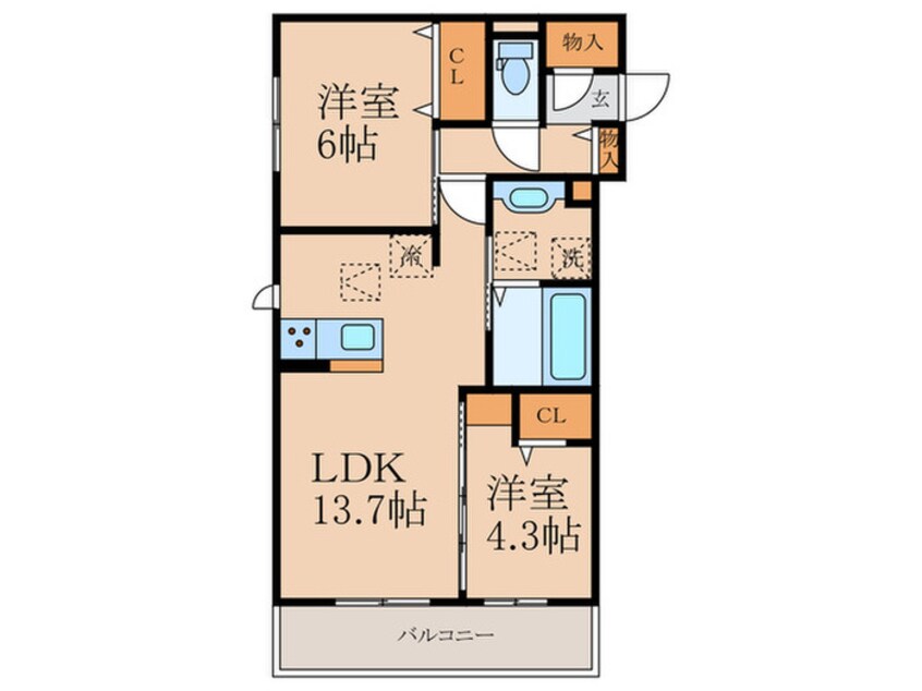 間取図 仮)D-ROOM藤田　B棟